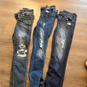 Express Women's Ripped Skinny Jeans - Blue Washes